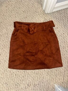 Forever 21 Rust Suede Belted Mini Skirt